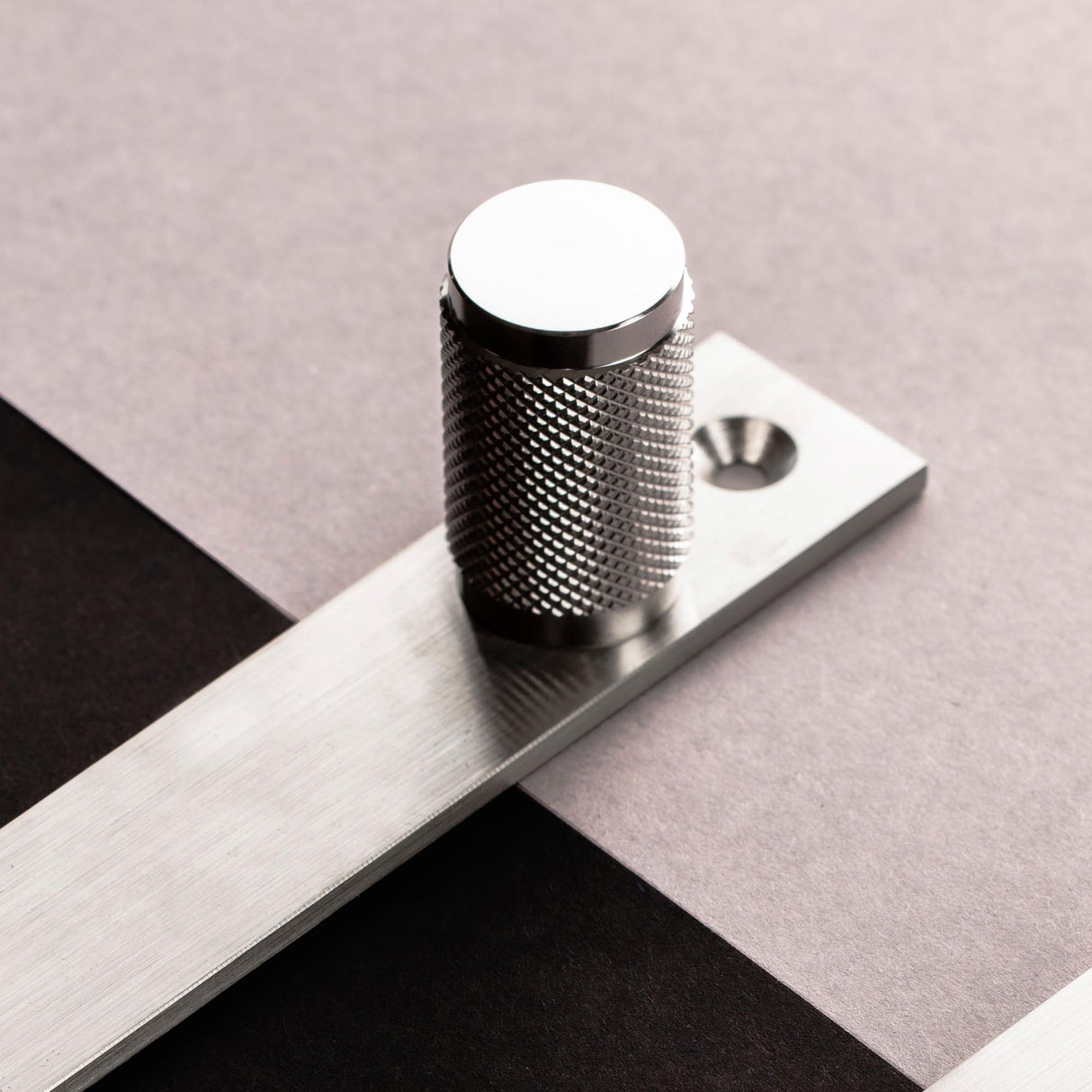 Cross Knurled Cabinet Knob and Backplate [PAIR]