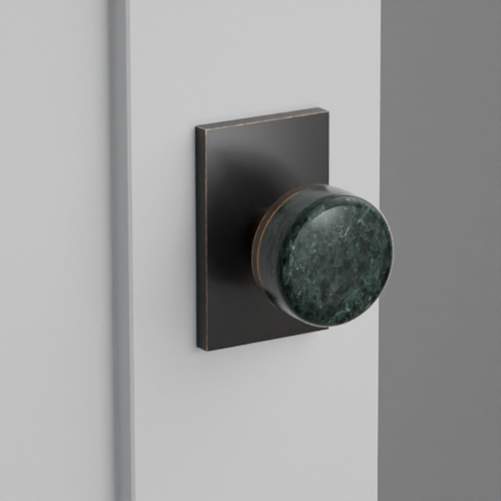 Green Marble Door Knob on Modern Rectangular Rosette