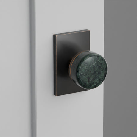 Green Marble Door Knob on Modern Rectangular Rosette