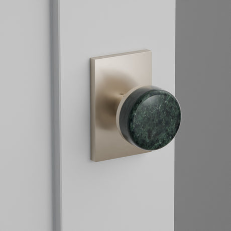 Green Marble Door Knob on Modern Rectangular Rosette