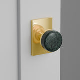 Green Marble Door Knob on Modern Rectangular Rosette