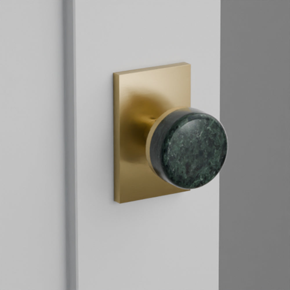 Green Marble Door Knob on Modern Rectangular Rosette