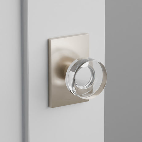 Disc Glass Door Knob on Modern Rectangular Rosette