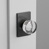 Disc Glass Door Knob on Modern Rectangular Rosette