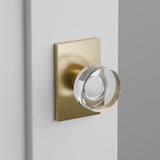 Disc Glass Door Knob on Modern Rectangular Rosette