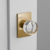 Disc Glass Door Knob on Modern Rectangular Rosette