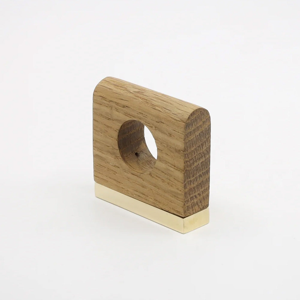 Aperture Oak Wood Cabinet Pull with Backplate