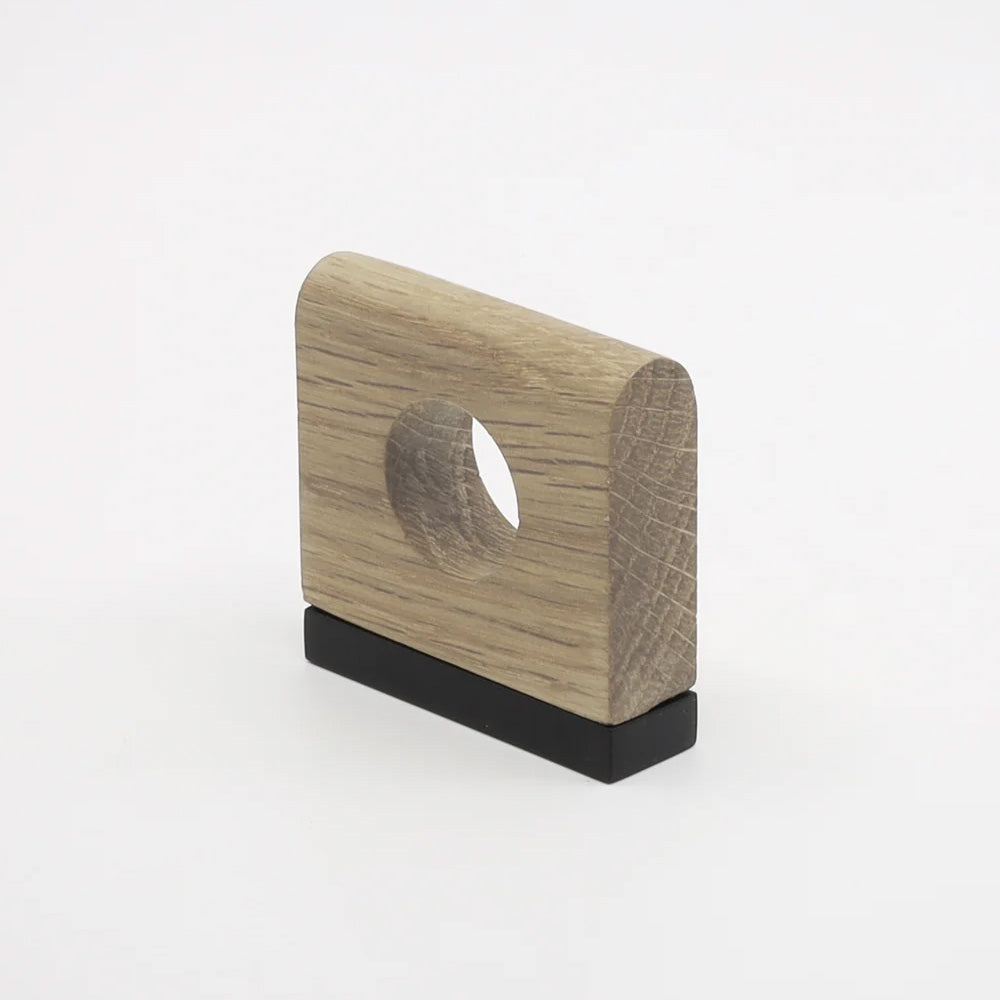 Aperture Oak Wood Cabinet Pull with Backplate