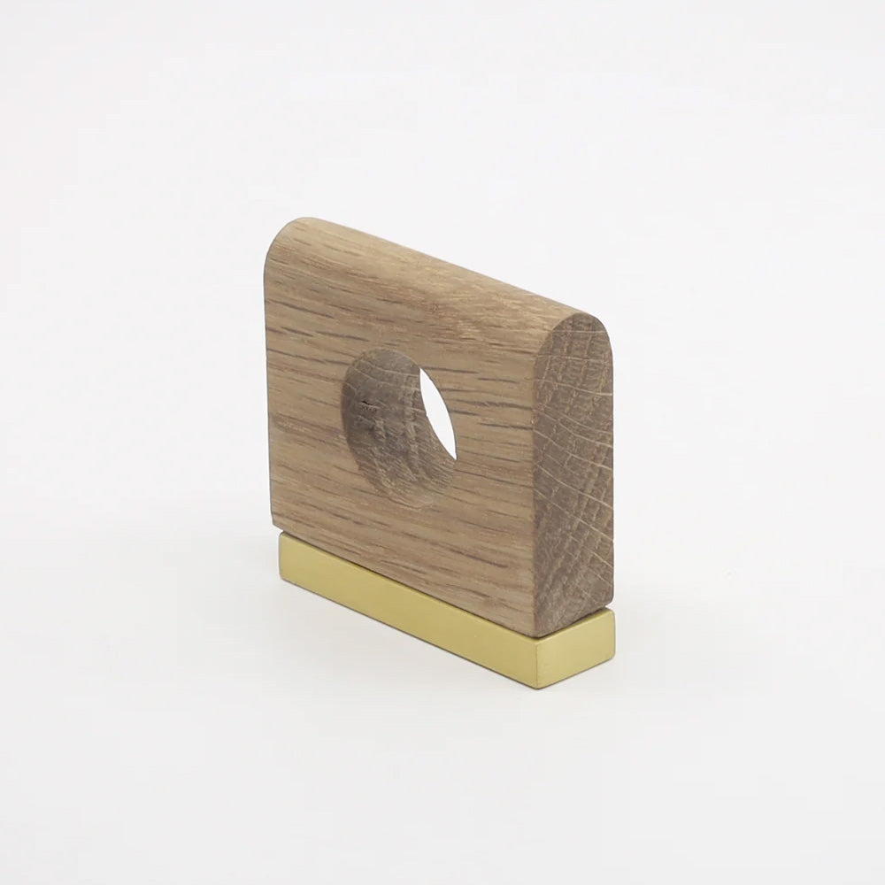 Aperture Oak Wood Cabinet Pull with Backplate