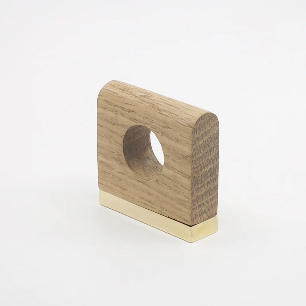 Aperture Oak Wood Cabinet Pull with Backplate