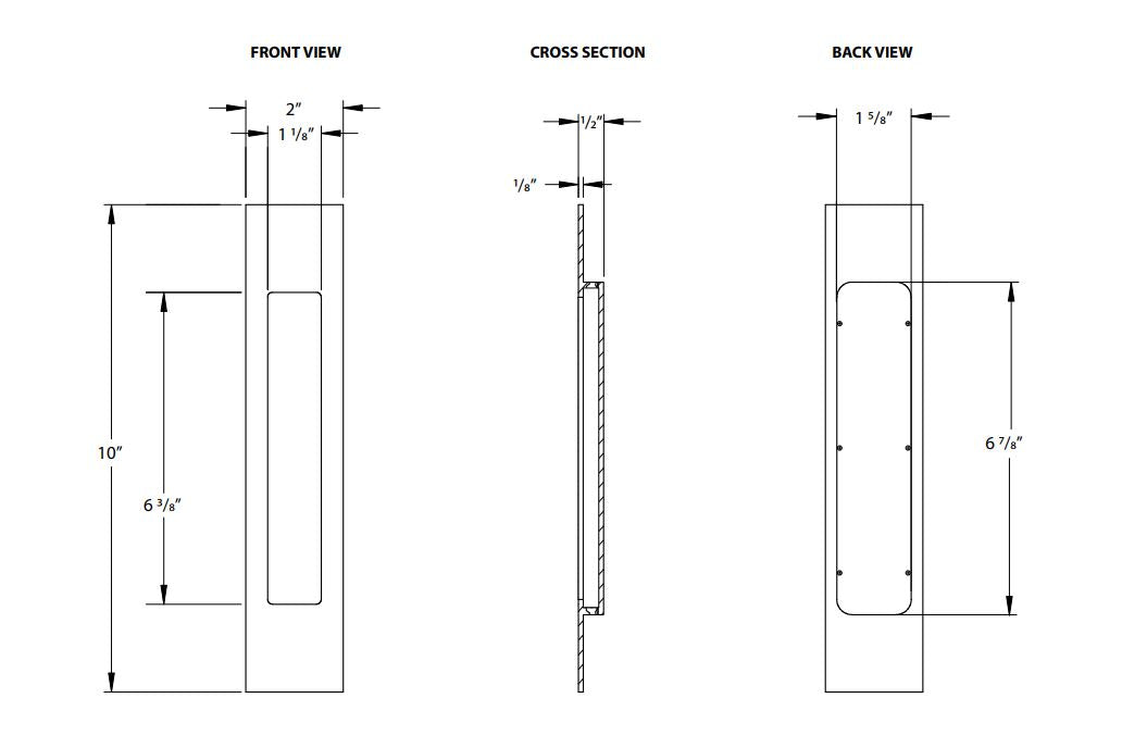 10" Rectangular Flush Pull