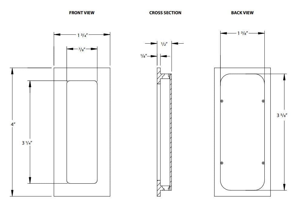 4" Rectangular Flush Pull